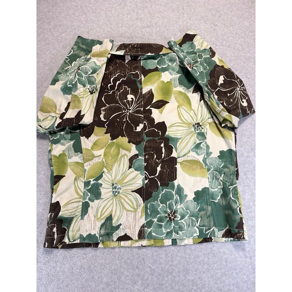 Women Chicos Size 3 Green Long Sleeves Down Bottom With Pockets Chore Jacket - Picture 9 of 15